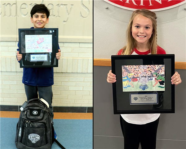  Student winners pose with their framed artwork
